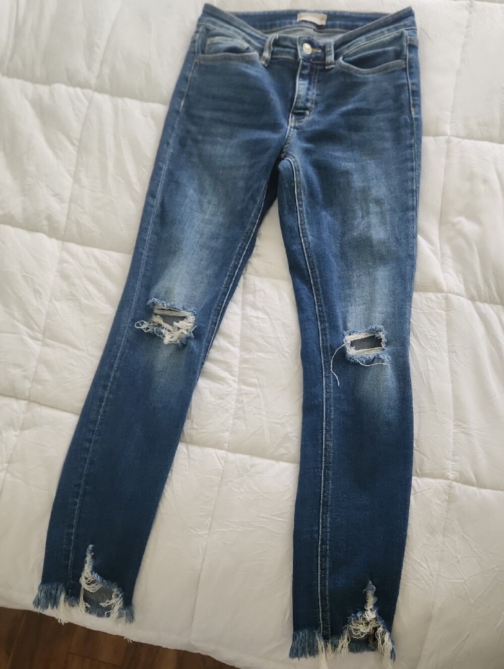 Altar'd State Vervet Dark Blue Distressed Skinny Jeans